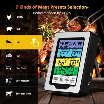 1 бр. Вътрешен и външен двоен екран за измерване на температурата на Месо, фурни, барбекю, Кухненски термометър за готвене, Пластмасов термометър за готвене