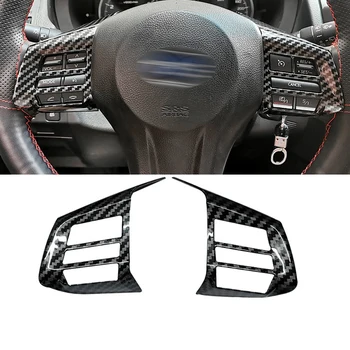 1 Чифт, Декоративна капачка бутон за автоматично управление на волана колело, подходящо за Subaru Forester 2013-2015, автомобилни аксесоари от въглеродни влакна