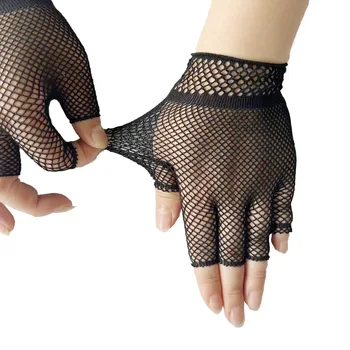 1 чифт къси ажурных Унисекс ръкавици с разтягане на половината от палеца, модни Мрежести ръкавици без пръсти, Модерен Секси ръкавици за нощен клуб в стил пънк-Рок, Новост