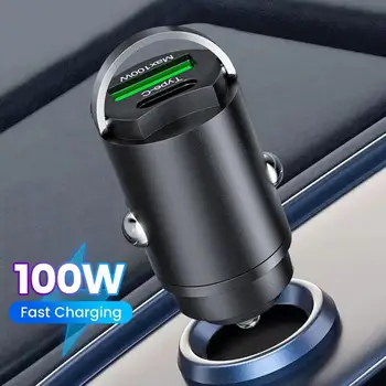 100 Вата Зарядно Устройство за Запалка PD Бързо Зареждане За iPhone QC3.0 Mini USB Type C Мини Зарядно за Кола за Samsung 