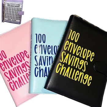 100 пликове в пликове, лесен и забавен начин да си спестите 5050 долара, Savings Challenges Binder, Икономичен пакет с парични конвертами
