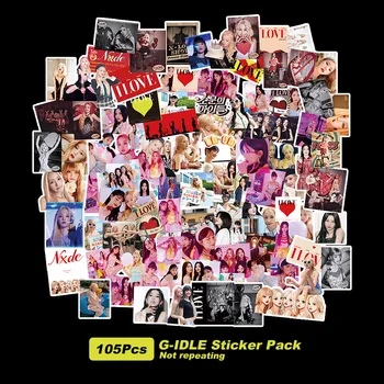 105 бр. /компл. Стикери с герои на Kpop GIDLE, висококачествен плакат, фото албум, стикери I LOVE G-I-DLE.