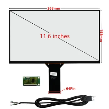 11,6-инчов 268 мм * 158 mm Универсален капацитивен Мултисензорен дигитайзер със сензорен екран, стъклен панел с датчиците платка USB драйвер