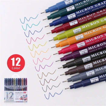 12 цвята скица игольчатая дръжка 0,5 мм по-Добра писалка за рисуване с тънък молив за рисуване с маркер манга, аниме тънки ретро цветове