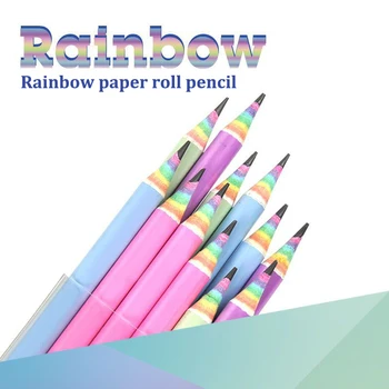 12ШТ Хартия рейнбоу цвят, молив за детски писане и рисуване, HB Професионален художествен скица, дръжка за комикси, офис и ученически пособия