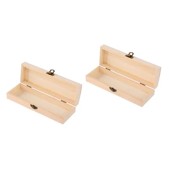 2 елемента молив случай дървена кутия за канцеларски материали празна затвори титуляр за съхранение на канцеларски материали