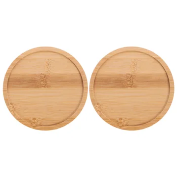 2 елемента тави, употребявани Дървени Кръгли тави Дървени чинии Сервировочное ястие в селски стил за хранене закуски, Плодове