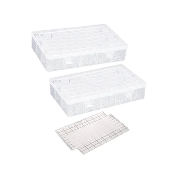2 опаковки, кутии, контейнер за съхранение на пластмасови мъниста на 120 нишки, органайзер за съхранение на аксесоари за бродерия 5D