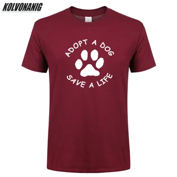 2021 Марка за Мъжки Облекла ADOPT A DOG PAW SAVE A LIFE, Тениска С Писмото Принтом Животни, Мъжки Ежедневни Памучни Тениски Оверсайз С Кръгло деколте
