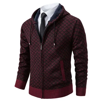2023 Новата есенно-зимна мъжки връхни дрехи, жилетка, пуловер с дебела качулка
