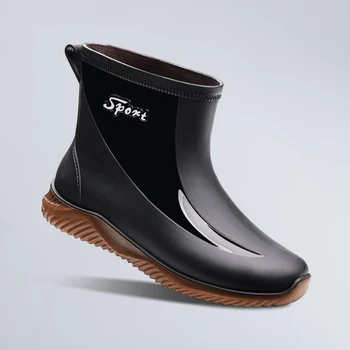 2023new мъжки непромокаеми обувки къса строителни площадки нескользящая износостойкая градинска каучукови обувки плюс памучен водоустойчив зимни обувки