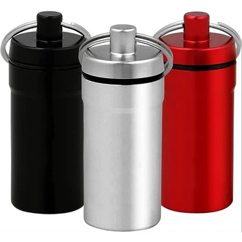 3-цветна водоустойчива алуминиева кутия за хапчета, калъф, контейнер, държач за бутилки, ключодържател, карабинер за таблетки на открито.