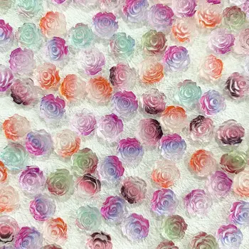 30ШТ Градиентные 3D акрилни висулки във формата на цвете за дизайн на ноктите, Аксесоари Подробности Светят в тъмното Роза За нокти Материали за украса