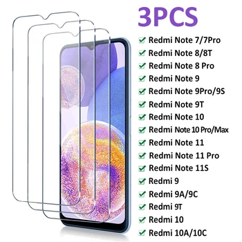 3шт Защитно Стъкло За Redmi Note 11 T Pro 7 8 9 10 Pro 10S Закалена Защитно Фолио За Екрана Redmi 12C 10В POCO X5 X3 Pro nfc Glass