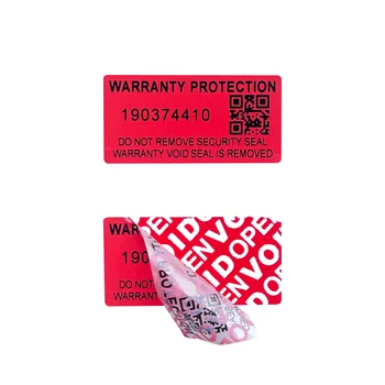 40x20 мм червена защитена от неоторизиран достъп стикер, не платима прехвърляне на гаранции за сигурност на отменени множество от опаковки етикет /печат със сериен номер
