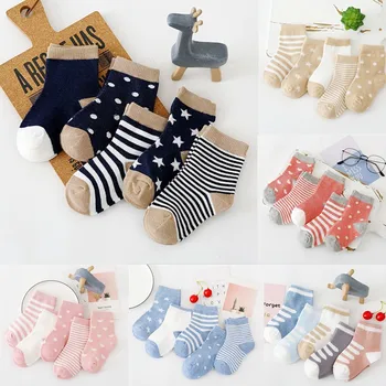 5 чифта детски чорапи от памук, пролет-есен, Детски чорапи с мультяшными животни, Сладки чорапи за новородени момчета и деца 0-6 години