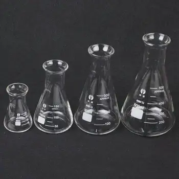 50/100/150/250/300/500/1000 мл Конична колба Эрленмейера borosilicate стъкло със звънец, лаборатория