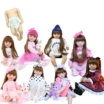 55 СМ Реалистична Възстановената Момиче Кукла Набор от Играчки Реалистичен Водоустойчив Пълен Силикон Корпус 22 Инча Дълга Коса Дете Коледни Подаръци