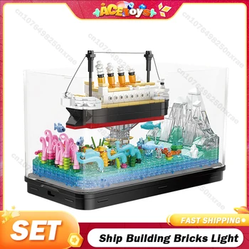 579шт Модел на кораба Строителни Тухли Набор от Микро-мини Строителни блокове, Играчка със светлината 3D Комплекти пъзели САМ Забавни Играчки Монтажна играчка