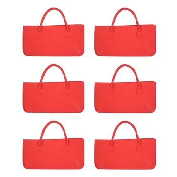 6-кратно войлочный чантата си, филцови чанта за съхранение, ежедневни пазарска чанта с голям капацитет - червен