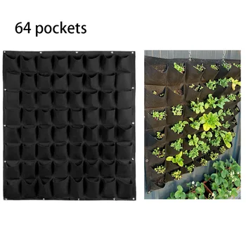 64 Джобове, висящи чанти за засаждане на растения, вертикални градински чанти за отглеждане на растения, чанти за разсадници, градински двор на открито