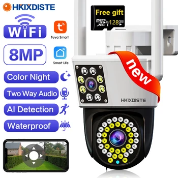 8-Мегапикселова камера, Wi-Fi Камера на Hristo с Два Екрана, Двупосочна Аудио Видеоняня, 4-Мегапикселова 4K Външна PTZ IP Камера S, видео Наблюдение и Домашна Сигурност