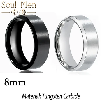 8 мм Черен, Сребрист Цвят Годежен пръстен от твърд Силициев карбид Годежен пръстен Модни Дамски Обувки За Мъже За подарък бижута