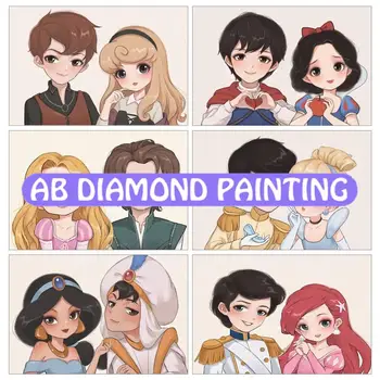AB Diamond Princess Живопис 5D Направи си сам Напълно квадратен/кръгла Принц от анимационен филм на Дисни и набор от мозаичных стенни колажи за домашен декор
