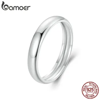 Bamoer 100% 925 сребро, Минималистичное Метален пръстен, Реколта Класически пръстени S925 За жени, изискани бижута, луксозен подарък, за партита