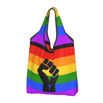 Black Lives Matter BLM Pride, чанти за пазаруване, кавайные чанти за пазаруване, големи преносими чанти LGBT Rainbow