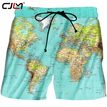 CJLM най-новият дамски / мъжки карта Harajuku с 3D-принтом, шорти-дъски, къси панталони, Унисекс, плажни къси панталони големи размери, без потребителски модел