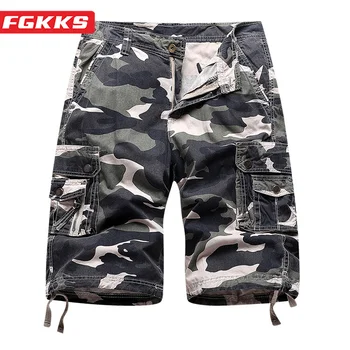 FGKKS 2023 Улични Ежедневни Мъжки Шорти От Чист Памук, Дишащи Камуфляжные Панталони Тела Висококачествени Топли Продажба на Мъжки къси Панталони
