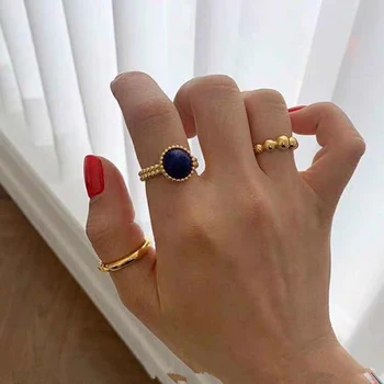 Flashbuy Модерен Луксозен комплект пръстени с геометричен модел за жени, Очарователно Винтажное пръстен за ставите, модни бижута за жени