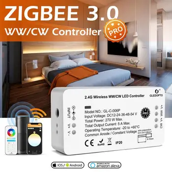 Gledopto Zigbee 3.0 Ултра-Мини-Контролер RGBCCT WWCW LED Light Strip За спалня, Кухня Осветление, Алекса Voice APP Controller