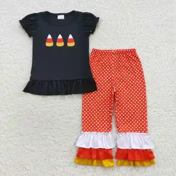 GSPO0709 Детски дрехи за Хелоуин, отгоре с къси ръкави и панталони, комплект от 2 теми, бутик за дрехи за момичета