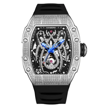 HANBORO 2023 New Top Brand луксозни Мъжки Автоматичен Часовник Модни Механични Часовници Мъжки Светлинен Часовник С виртуален скелет reloj hombre