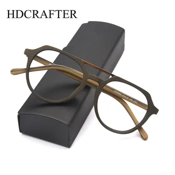 HDCRAFTER Благородна Ретро Рамки за очила Дървена Мъжки Рамки за очила при оптична късогледство Рецепта лещи за очила с двоен мост