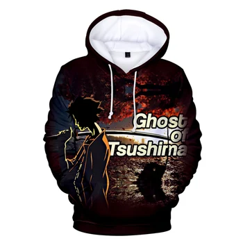 Hoody Ghost Of Tsushima с 3D принтом личност Блузи, Мъжки блузи Играта Harajuku Пролет Есен Хип-хоп Ежедневни градинска облекло