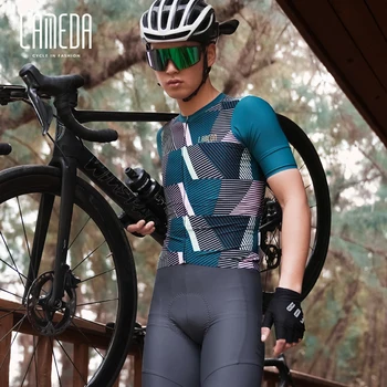 LAMEDA Лятна нова велосипедна мъжки дрехи за колоездене, бързосъхнеща, впитывающая пот риза за шоссейного планински велосипед с къс ръкав