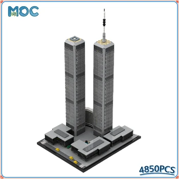 MOC Building Blocks на Световния търговски център 1987-2001 Изложба на архитектурни модели и монтаж на тухли, гледка към града, Образователни играчки, подаръци