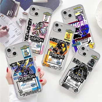 Pokemo Japan Метален Телефон Garurumon Черен Калъф за iPhone 15 14 Pro Max 13 12Mini 11Pro XR XS X 8 7 6Plus SE Силиконов Калъф Корпуса