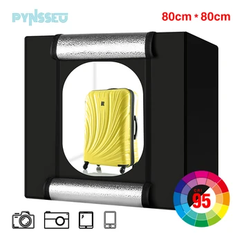 PYNSSEU 32*32-инчов LED Светлина кутия big photo studio box 80 см Сгъваема Тента за Снимки с 5 цветовете на фона