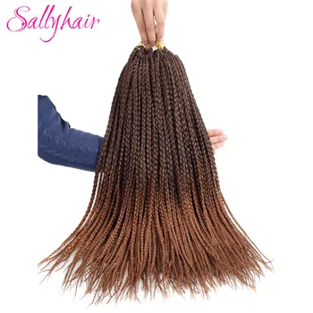 Sallyhair 18-инчовата кутия за плетене на една кука Опашка за коса разширения Кафяви изкуствена коса, плетене Низкотемпературное влакна