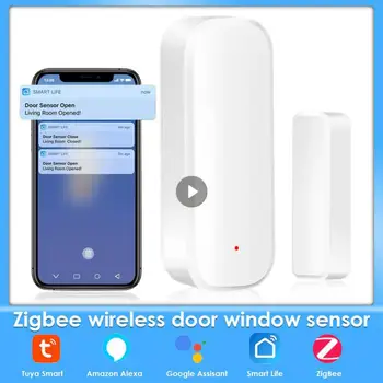 Sasha Zigbee / WiFi Магнитен сензор прозорци Ду, детектор отворена затворена аларма, приложение Smart Life, Работа с Alexa, Google Home Нужда от портал