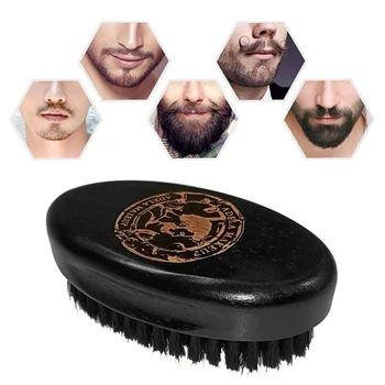 Sdatter Мъжки пискюл за бръснене от естествен косъм на глиган, преносима фризьорски салон натурална четка за оформяне на брада за почистване на лицето, инструменти за мустаци