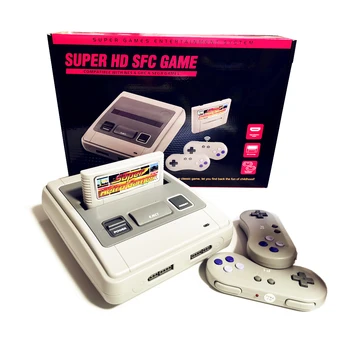SFC52HD Супер Ретро хардуерна игрова конзола Play за SFC / SNES Игри касета Два контролера Безплатно 350 игрални карти на оригиналния размер
