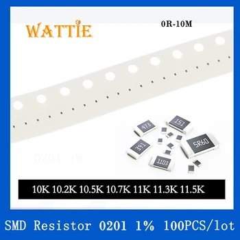 SMD резистор 0201 1% 10K 10.2 K 10.5 K 10.7 K 11K 11.3 K 11.5 K 100 бр./лот микросхемные резистори 1/20 W 0.6 mm *0.3 мм