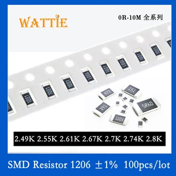 SMD резистор 1206 1% 2.49 K 2.55 K 2.61 K 2.67 K 2.7 K 2.74 K 2.8 K 100 бр./лот микросхемные резистори 1/4 W 3.2 мм * 1.6 мм