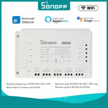 Sonoff 4CH Pro R3 10A / Gang 4-Канален Wifi Smart Switch 433 MHZ RF Дистанционно Управление Wifi Ключ за Осветление Поддържа 4, Устройството Работи С Алекса