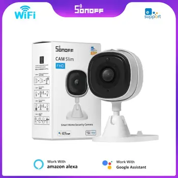 SONOFF CAM Slim WiFi Smart Security Camera HD 1080P, С аларма за движение Двупосочна връзка със звукова сцена Чрез приложение eWeLink Алекса Google Home